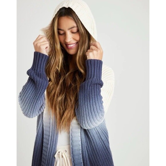 SPLENDID Raya Ombre Hooded Cardigan Women’s Medium Thick Warm Cozy Lounge Beach - Picture 1 of 10